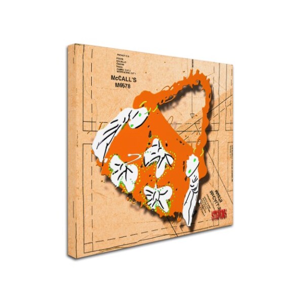 Roderick Stevens 'Bow Purse White On Orange' Canvas Art,24x24